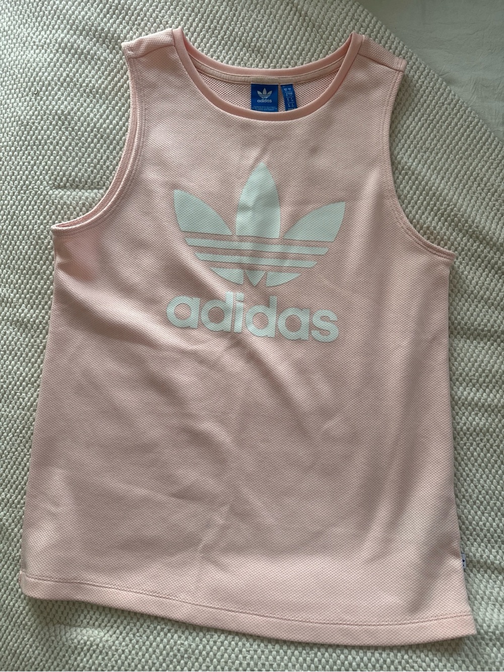 adidas Girls Pale Pink Trefoil Tank Top with White Logo